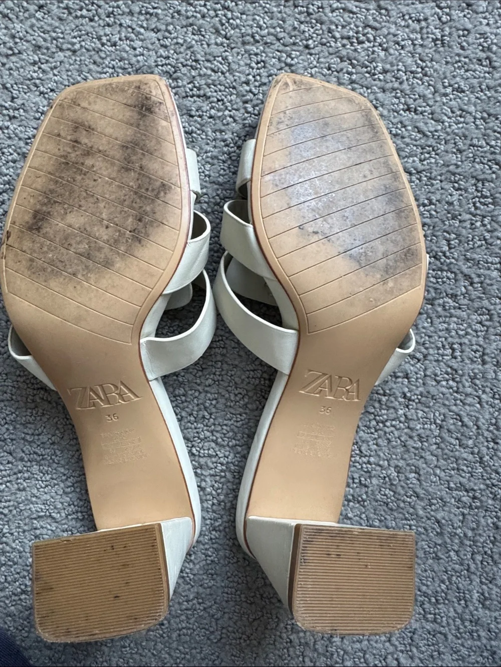 Zara White Heeled Mules with Gold Chain Accent - Picture 5 of 5